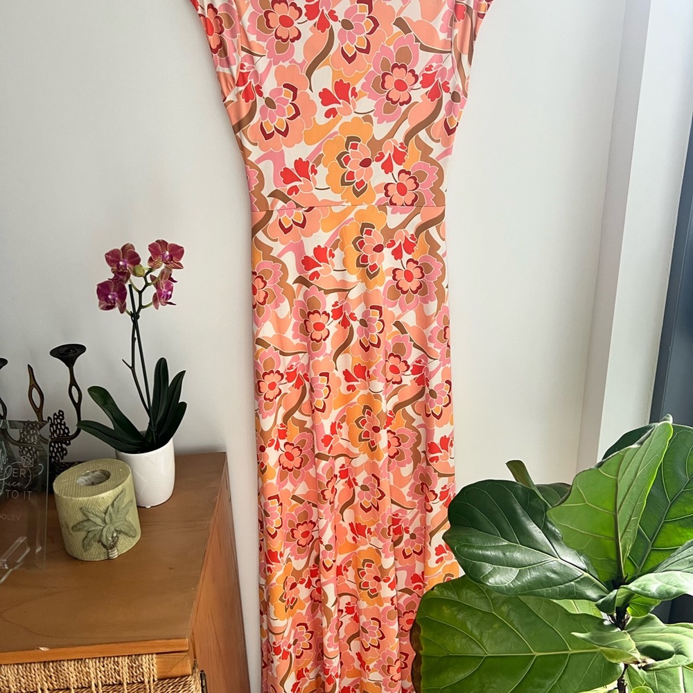 AFRM Orange Pink Floral Maxi Dress - Picture 8 of 10